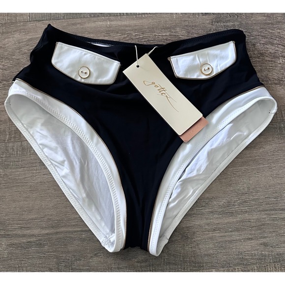Gottex Other - Gottex Classics Womens High Waisted Bikini Bottoms Black White Nautical Size 8